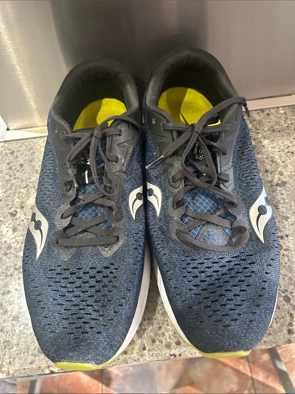 Saucony Men's Running Shoes - Navy with Lime Accents